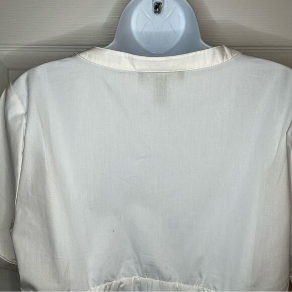Modcloth Never Better Y-Neck Top White Peplum Blouse Shirt Size M NWT - Picture 10 of 12